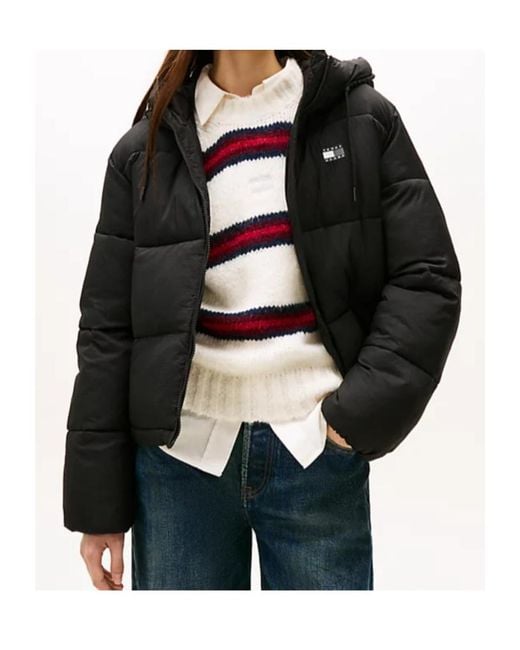Tommy Hilfiger Black Long-Sleeved Hooded Cotton Jacket