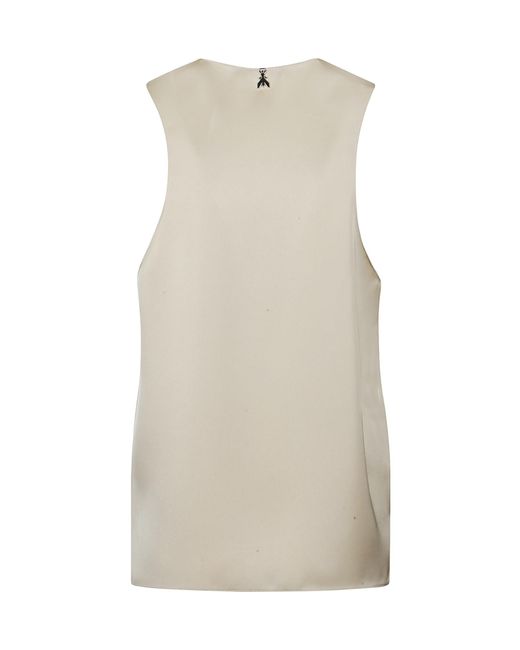 Patrizia Pepe Natural Sleeveless V-Neck Top