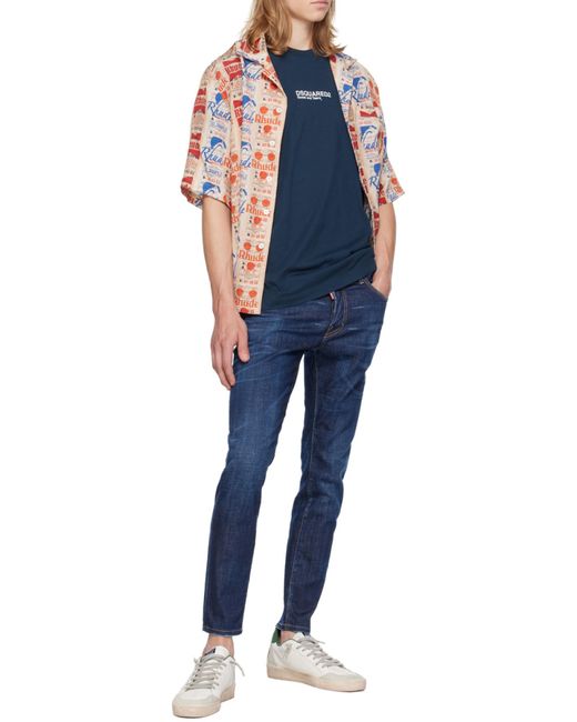 DSquared² Blue Dark Clean Wash Skater Jeans for men