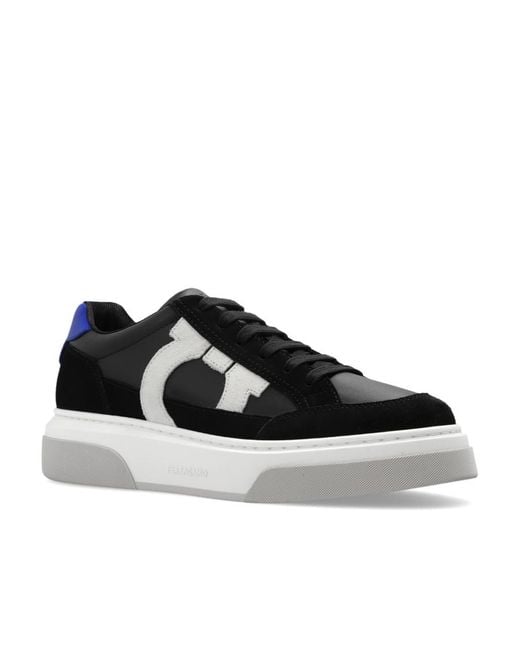 Ferragamo Black Cassina Gancini Outline Low-Top Sneakers for men