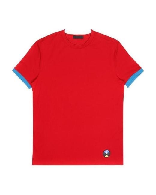 Prada Red Logo Round-Necked T-Shirt for men