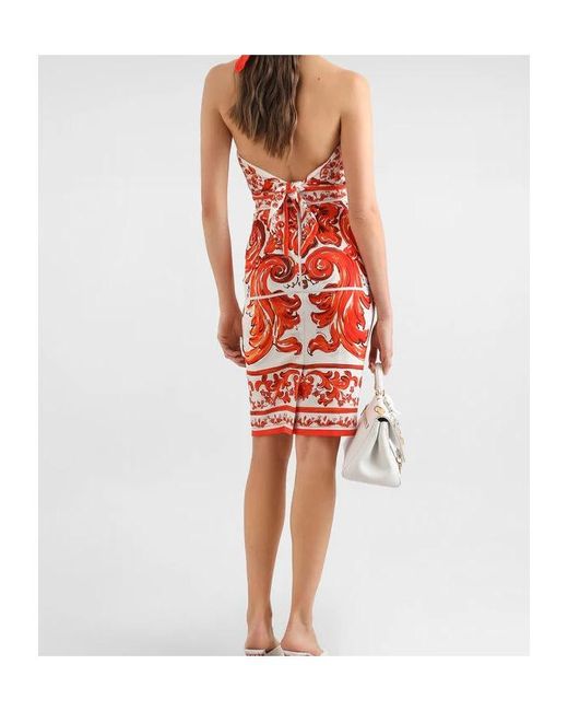 Dolce & Gabbana Red Majolica Printed Midi Skirt