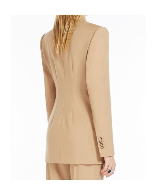 Sportmax Natural Adamo Double-Breasted Long-Sleeved Jacket
