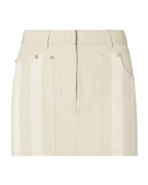 Fendi Natural Striped Mini Jeans Skirt