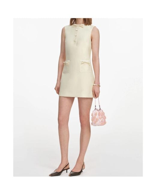 Self-Portrait Natural Bow Detail Mini Dress
