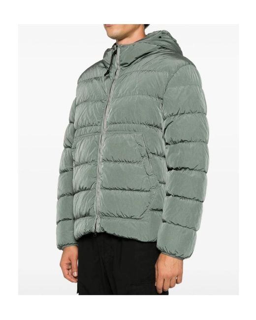 C P Company Green Hooded Quilted Jacket for men
