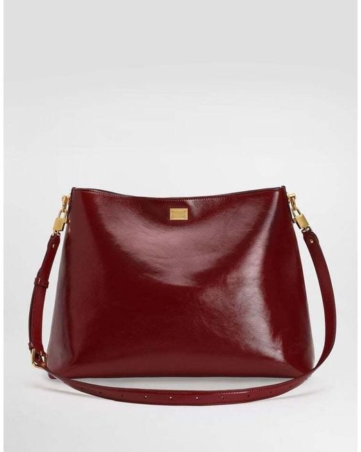 Dolce & Gabbana Red Large Vittoria Logo Plate Shoulder Bag