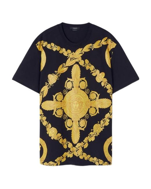 Versace Black Baroque Printed Crewneck T-Shirt for men