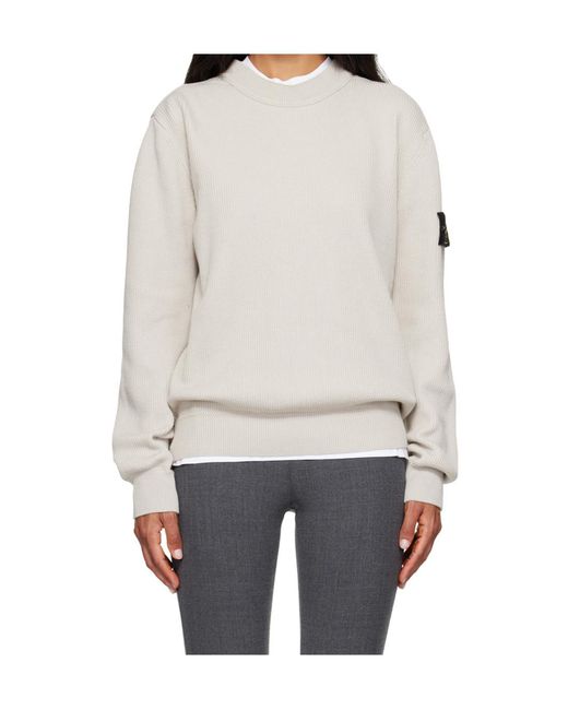 Stone Island Gray Long Sleeve Logo Patch Sweatshirt for men