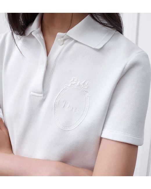 Dior White Médaillon Embroidered Polo Shirt