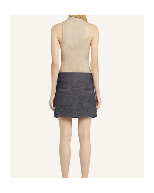 Courreges Natural Courrèges Mockneck Light Rib Top