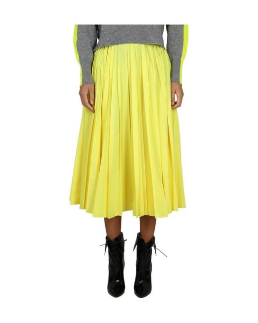 Philosophy Di Lorenzo Serafini Yellow Pleated Mid-Length Flared Skirt