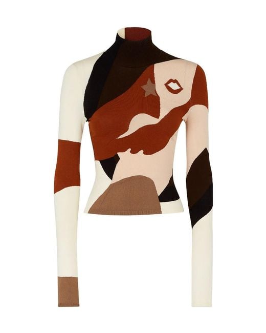 Fendi Brown Multicolour Viscose Jumper