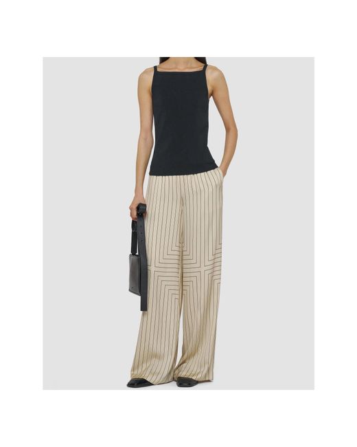 Joseph White Striped Wide-Leg Pants