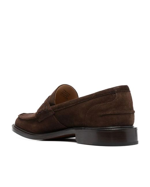 Tricker's Brown James Suede Penny Loafers for men