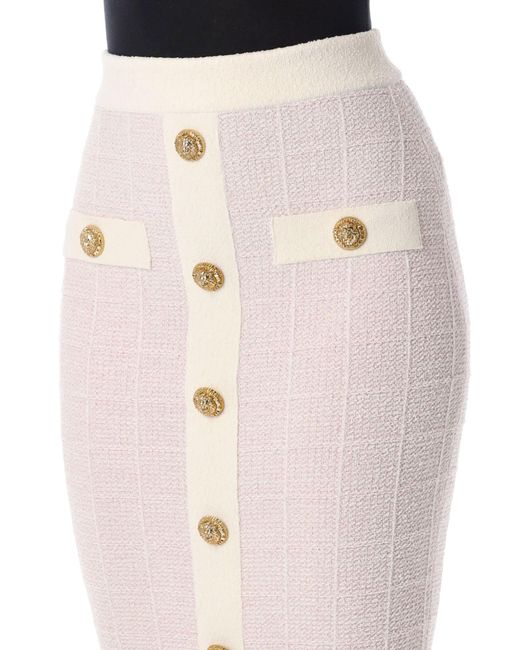 Balmain Multicolor Buttoned Tweed Skirt