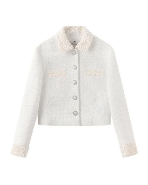 Marissa Chiara White Sequined Long-Sleeved Jacket