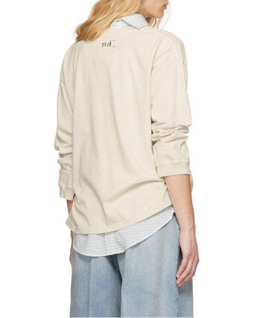 Maison Margiela Natural Logo-Printed Round-Neck Jumper