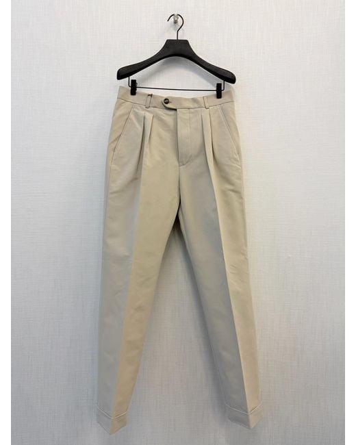 Loro Piana Natural Pleated Cuffed Trousers for men