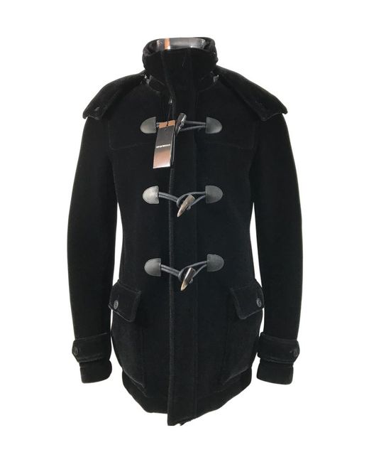 Emporio Armani Black Logo Coat for men