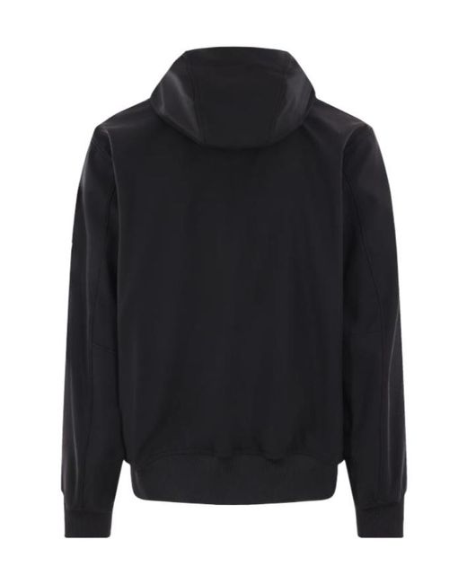 Stone Island Black Button-Up Hooded Jacket for men
