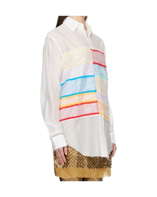 Edward Cuming White Collage Heart Throb Collared Shirt