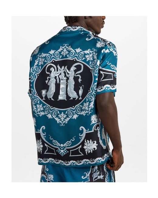 Versace Blue Silk Shirt for men