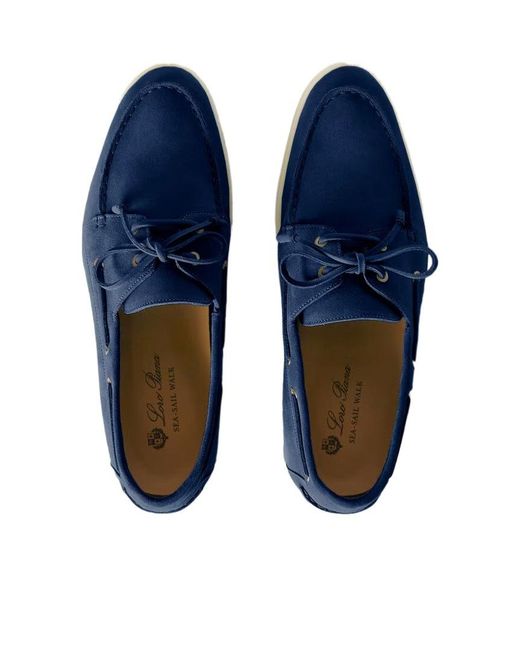 Loro Piana Blue Sea-Sail Walk Lace-Up Loafers for men