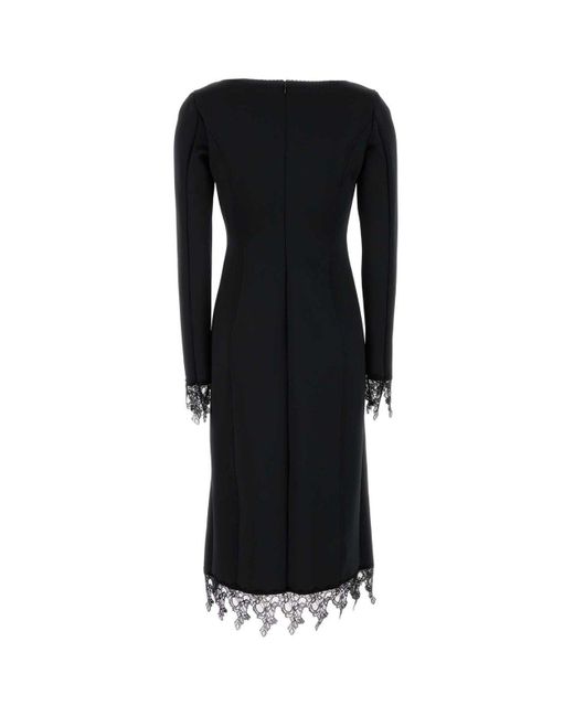Blumarine Black Lacde-Detailed Zipped Midi Dress