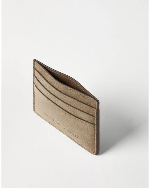 Brunello Cucinelli Natural Suede Card Holder