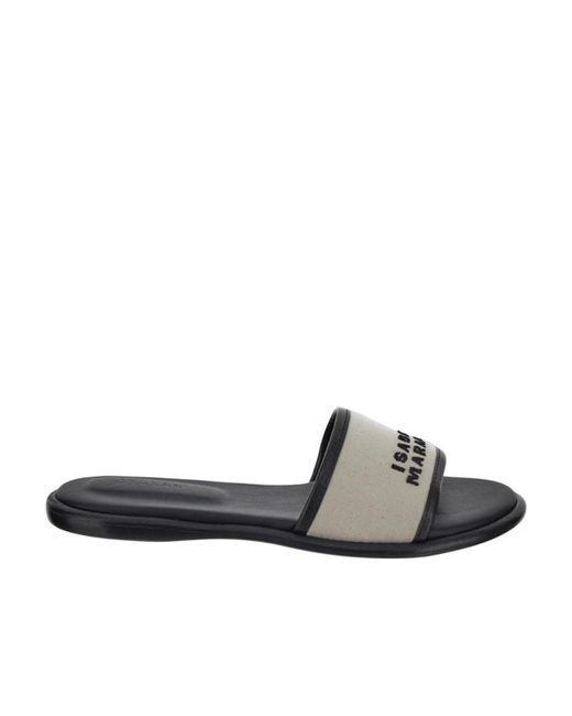 Isabel Marant White Logo-Embroidered Slip-On Sandals