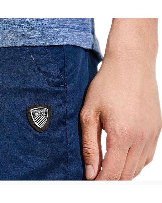 EA7 Blue Logo Patch Shorts for men