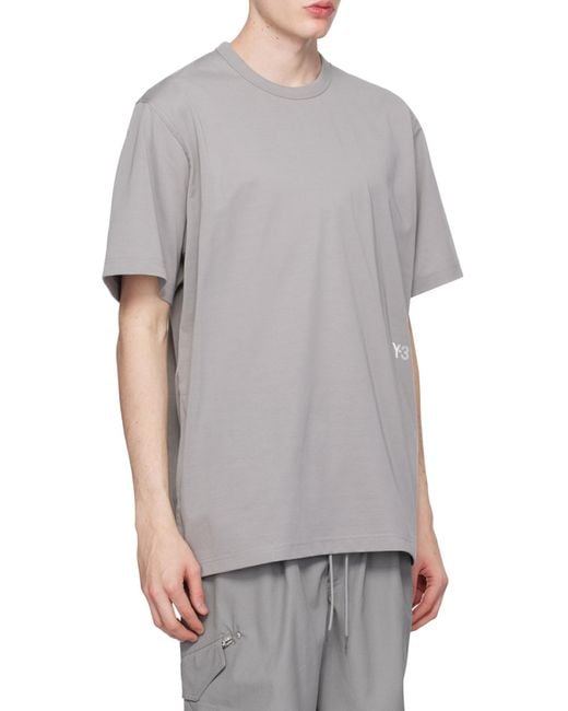 Y-3 Gray Premium Crewneck Short-Sleeved T-Shirt