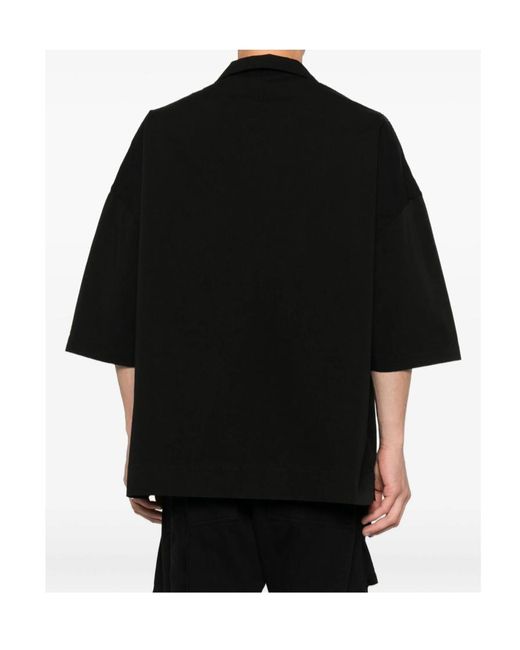 Rick Owens Black Tie Detailed Short-Sleeved Shirt for men