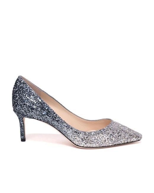 Jimmy Choo White Romy 60 Glitter Pumps