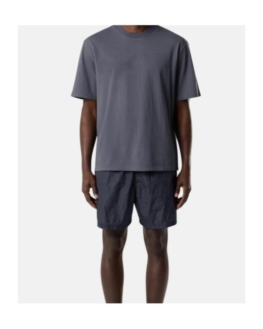 Stone Island Blue Logo Detailed Crewneck T-Shirt for men