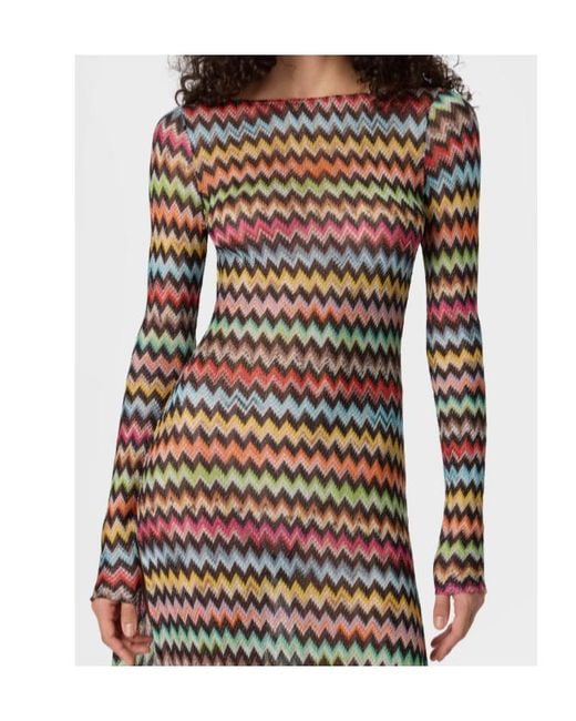 Missoni Multicolor Zigzag Long Sleeve Knitted Dress
