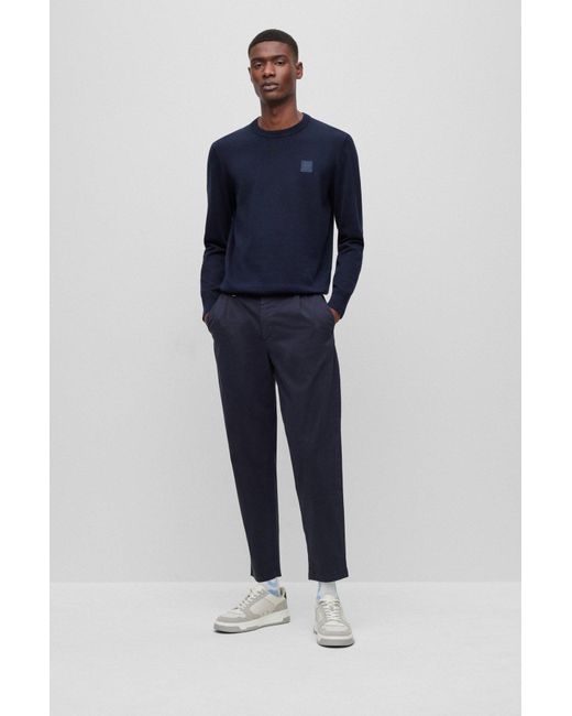Boss Blue Belt-Loop Casual Pants for men