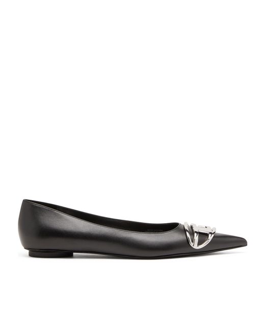 DIESEL Black D-Venus Leather Ballerina Shoes