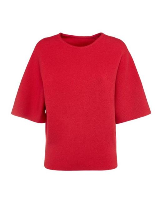 Khaite Red Warren Short Sleeve Compact Wool Top