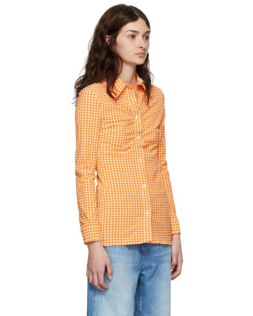 MSGM Orange Checkered Shirt