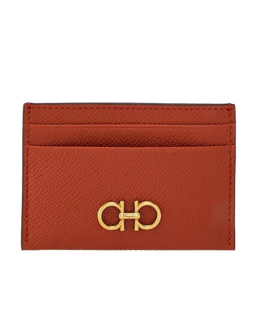 Ferragamo Red Ferragamo Gancini Plaque Cardholder