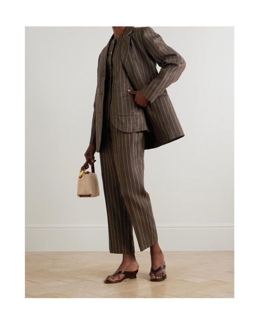 Posse Brown Pinstripe Single-Breasted Blazer