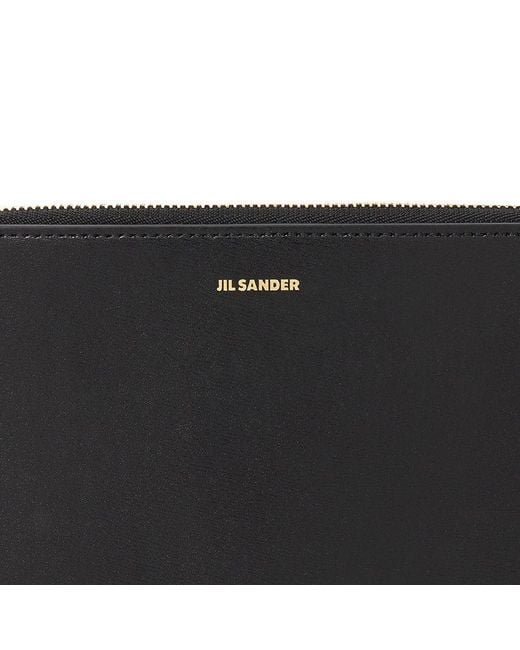 Jil Sander Black Leather Envelope Pouch