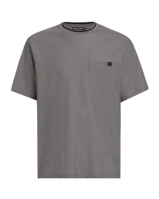 Dolce & Gabbana Gray Cotton Piqué T-Shirt for men