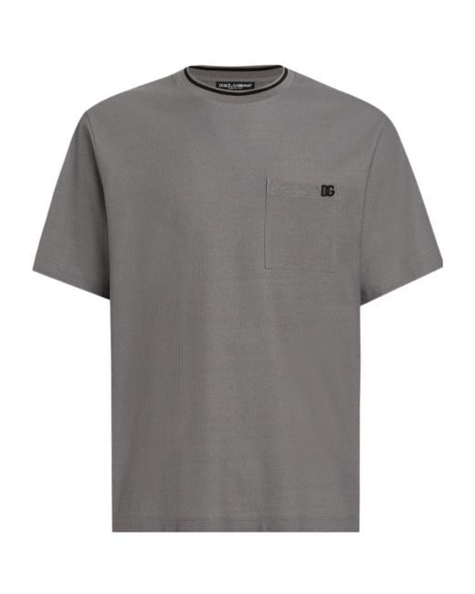 Dolce & Gabbana Gray Cotton Piqué T-Shirt for men