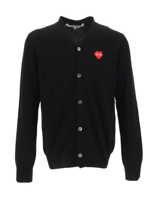 COMME DES GARÇONS PLAY Black Comme Des Garçons Play Logo Patch Buttoned Cardigan for men