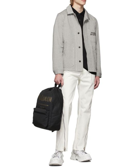 McQueen Black Graffiti Metropolitan Backpack for men