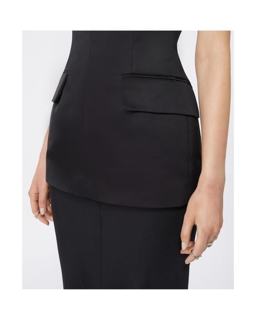 Sportmax Black Cileno Satin Midi Dress