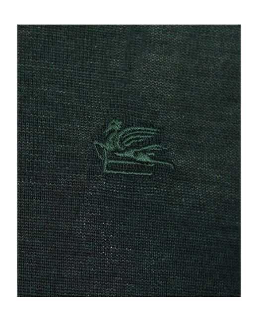 Etro Green Fuji Knitted L/S Polo Wool Silk for men